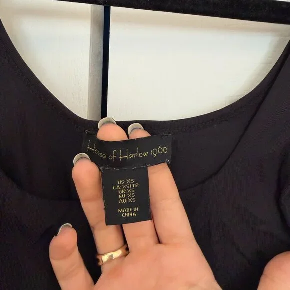 Black Square Neck Bodysuit – Sleek Fitted Tank - Picture 4 of 5